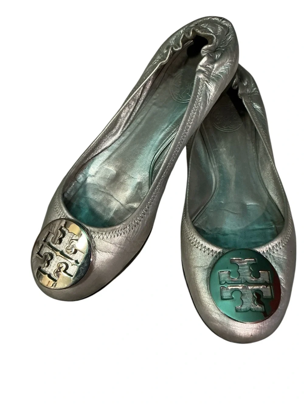 Tory Burch Metallic Silver Flats